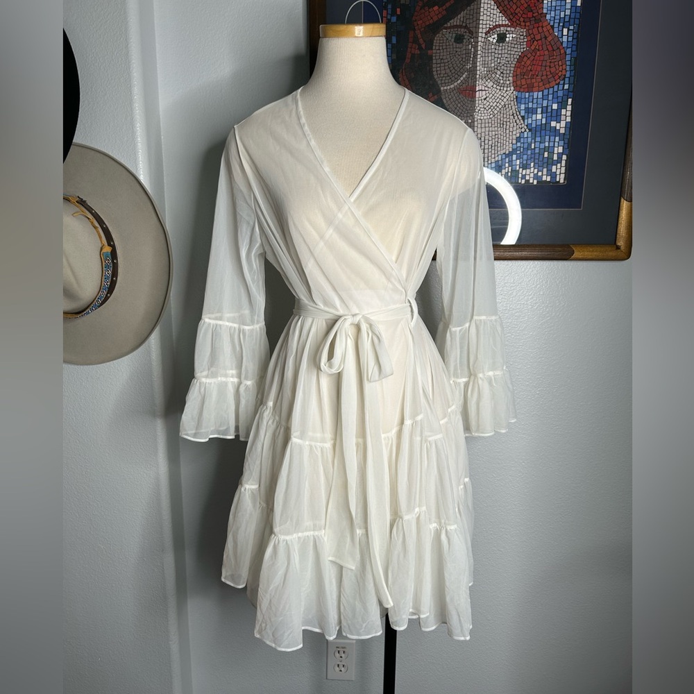 Betsy Johnson Intimates Sheer Ruffled Robe